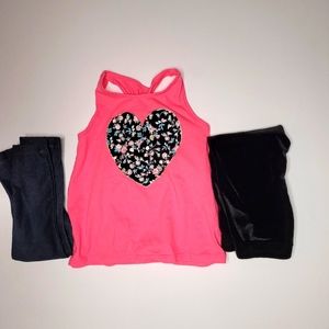 Toddler Jean and Black Leggings and Sleeveless Shirt 2T-3T